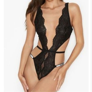 NEW Victorias Secret Lace Shine Strap Teddy